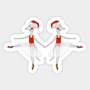 Christmas Ballerina Mice Twins Dancing Digital Art | Christmas Special | illusima Sticker